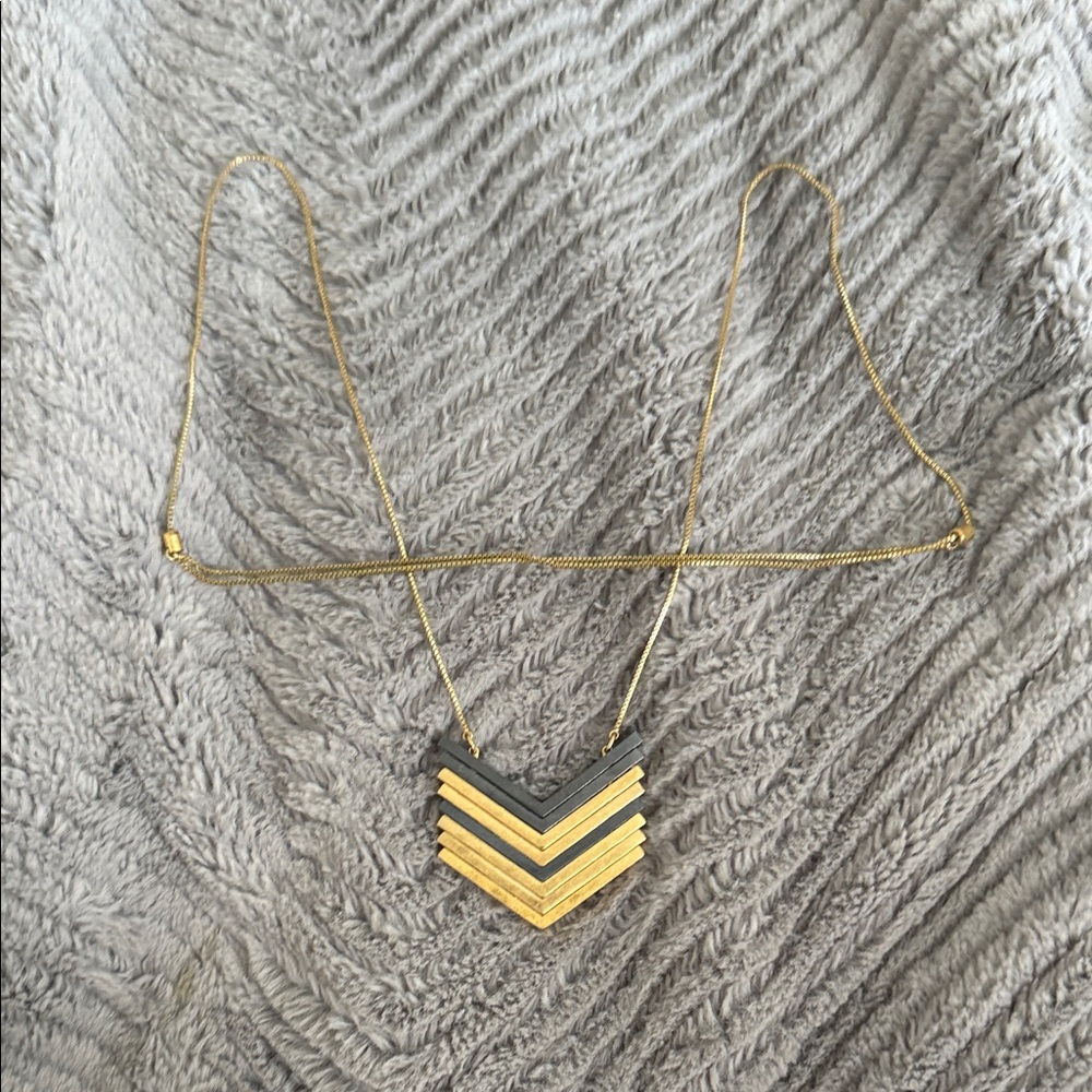 LOFT Gold and Black Chevron Necklace